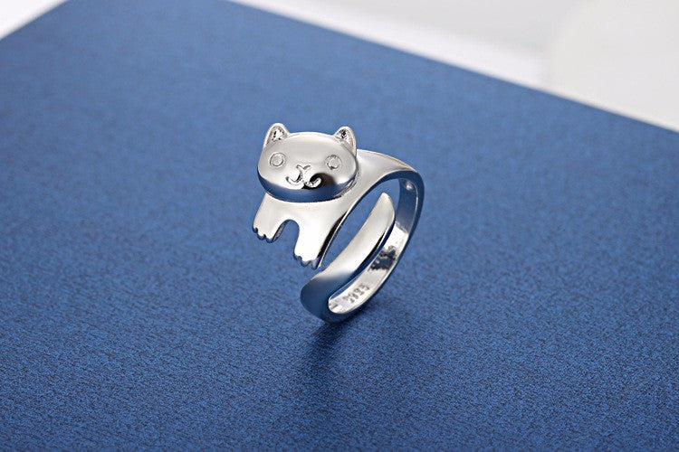 Happy Kitty Ring - Silver Plated - Animal Ringdom