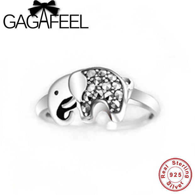 Sparkling Elephant Ring - Sterling Silver - Animal Ringdom